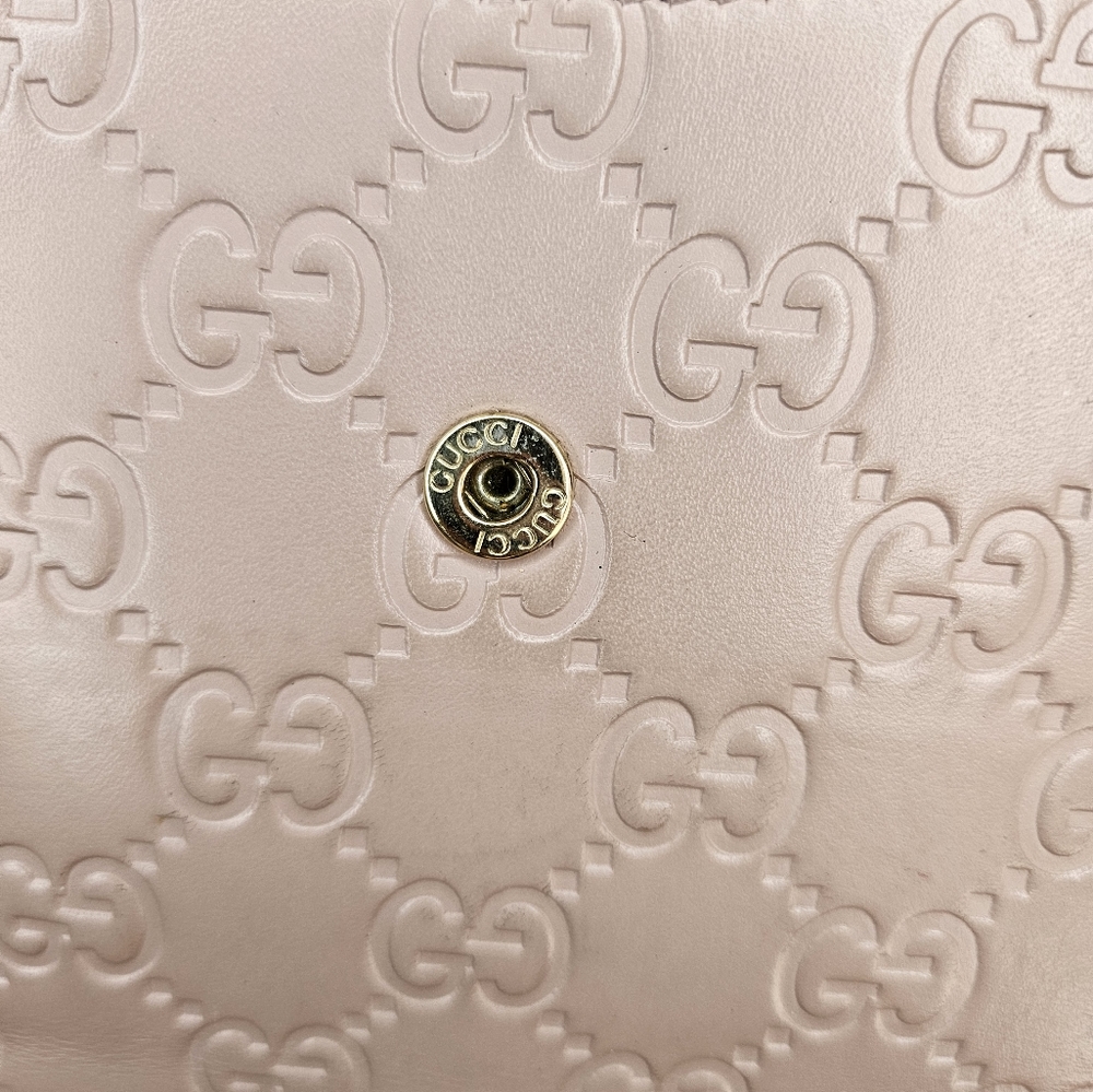 100% Authentic GUCCI GG Pattern Guccissima Bifold Wallet Leather Pink Preloved - Picture 9 of 15